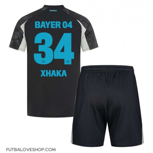 Dres Bayer Leverkusen Granit Xhaka #34 Tretina pre deti 2024-25 Krátky Rukáv (+ trenírky)